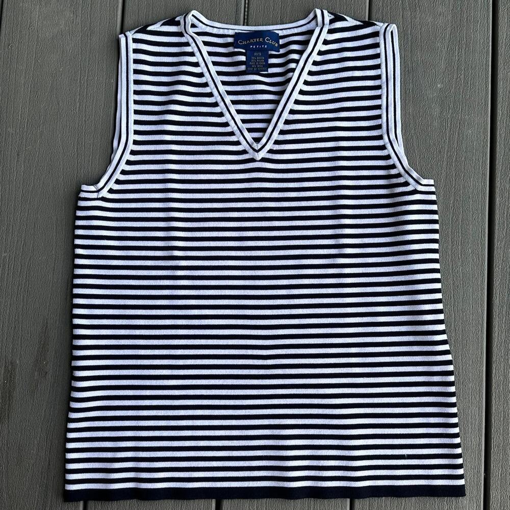 Charter Club Striped Sleeveless Top - Size P/S